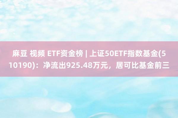 麻豆 视频 ETF资金榜 | 上证50ETF指数基金(510190)：净流出925.48万元，居可比基金前三