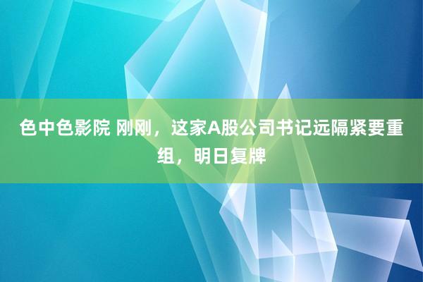 色中色影院 刚刚，这家A股公司书记远隔紧要重组，明日复牌