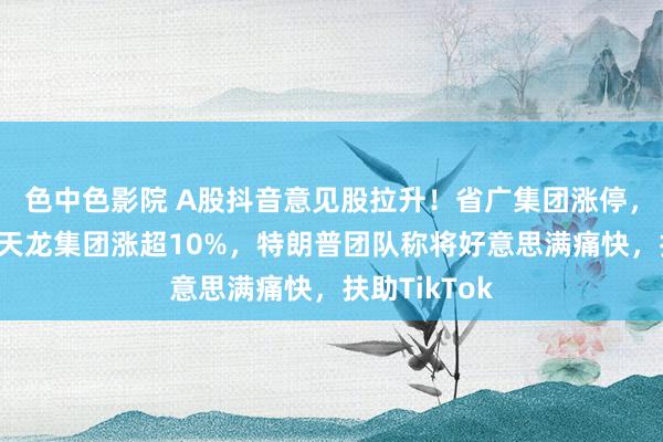 色中色影院 A股抖音意见股拉升！省广集团涨停，蓝色光标、天龙集团涨超10%，特朗普团队称将好意思满痛快，扶助TikTok