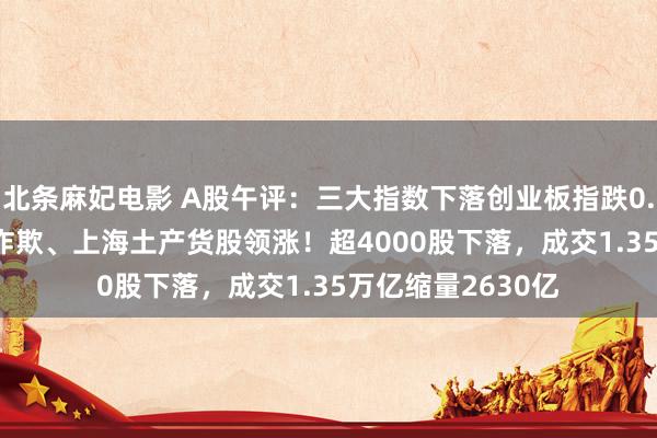 北条麻妃电影 A股午评：三大指数下落创业板指跌0.61%，电商、AI诈欺、上海土产货股领涨！超4000股下落，成交1.35万亿缩量2630亿