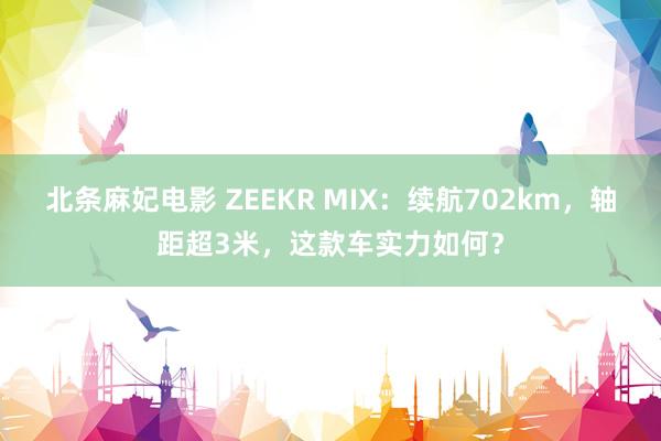 北条麻妃电影 ZEEKR MIX：续航702km，轴距超3米，这款车实力如何？