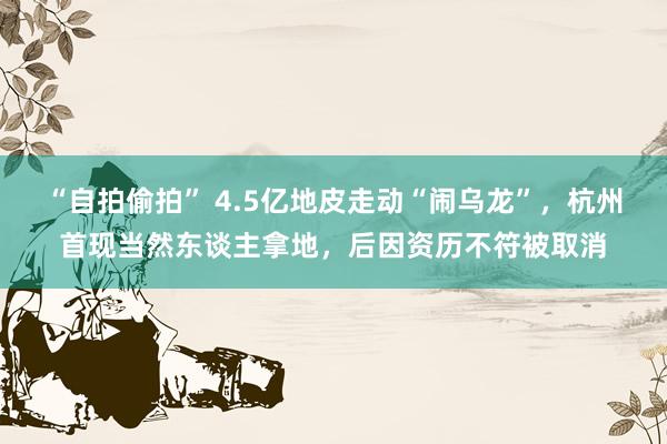 “自拍偷拍” 4.5亿地皮走动“闹乌龙”，杭州首现当然东谈主拿地，后因资历不符被取消