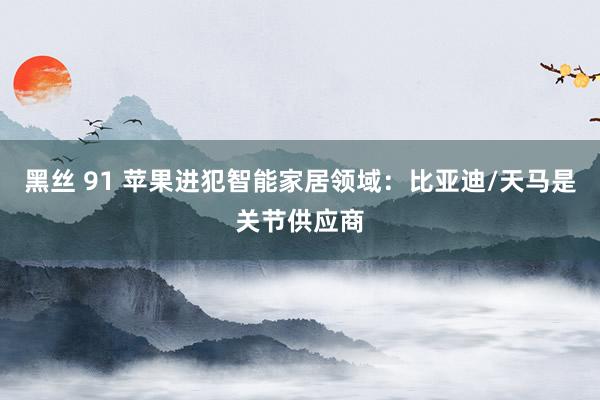 黑丝 91 苹果进犯智能家居领域：比亚迪/天马是关节供应商