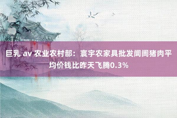 巨乳 av 农业农村部：寰宇农家具批发阛阓猪肉平均价钱比昨天飞腾0.3%