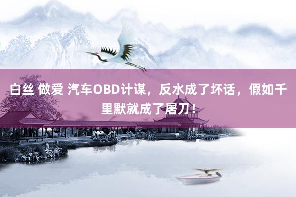 白丝 做爱 汽车OBD计谋，反水成了坏话，假如千里默就成了屠刀！