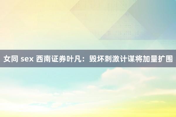 女同 sex 西南证券叶凡：毁坏刺激计谋将加量扩围