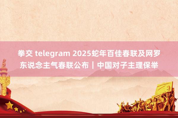 拳交 telegram 2025蛇年百佳春联及网罗东说念主气春联公布｜中国对子主理保举