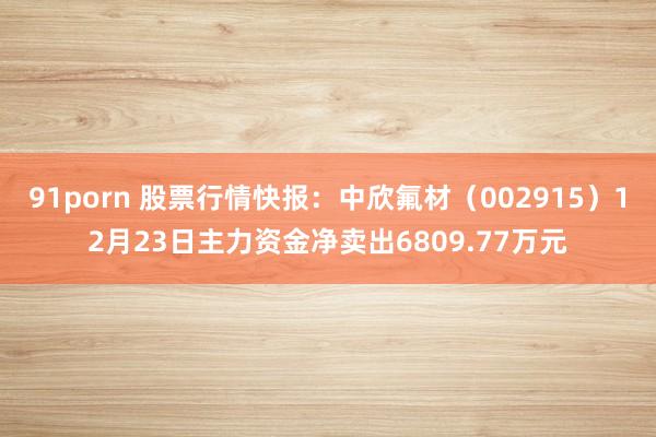 91porn 股票行情快报：中欣氟材（002915）12月23日主力资金净卖出6809.77万元