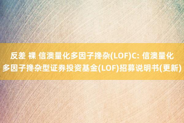 反差 裸 信澳量化多因子搀杂(LOF)C: 信澳量化多因子搀杂型证券投资基金(LOF)招募说明书(更新)