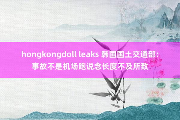 hongkongdoll leaks 韩国国土交通部：事故不是机场跑说念长度不及所致
