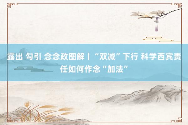 露出 勾引 念念政图解丨“双减”下行 科学西宾责任如何作念“加法”