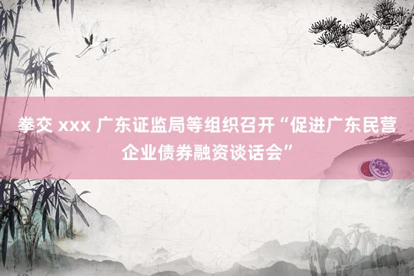 拳交 xxx 广东证监局等组织召开“促进广东民营企业债券融资谈话会”