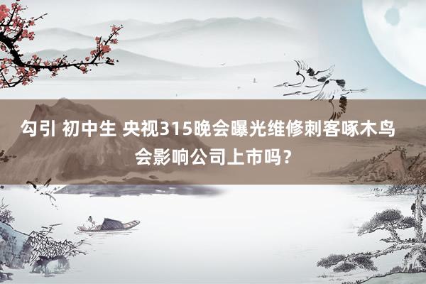 勾引 初中生 央视315晚会曝光维修刺客啄木鸟  会影响公司上市吗？