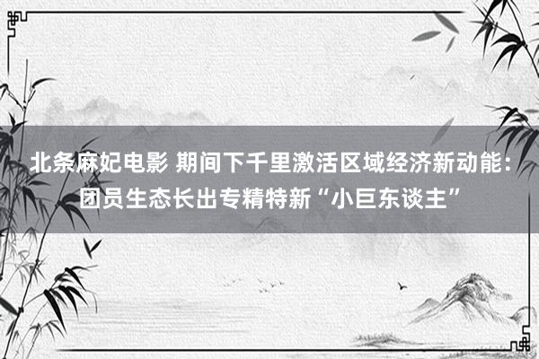 北条麻妃电影 期间下千里激活区域经济新动能：团员生态长出专精特新“小巨东谈主”