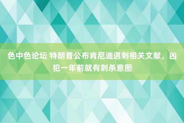 色中色论坛 特朗普公布肯尼迪遇刺相关文献,凶犯一年前就有刺杀意图