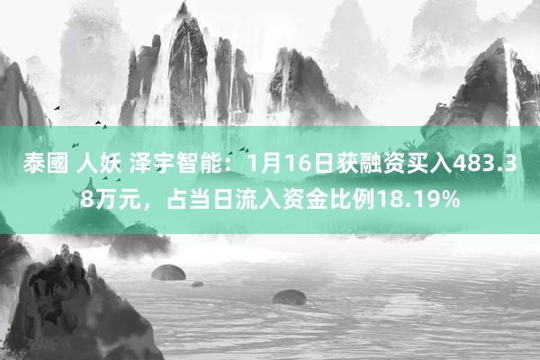 泰國 人妖 泽宇智能：1月16日获融资买入483.38万元，占当日流入资金比例18.19%