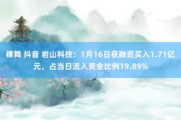 裸舞 抖音 岩山科技：1月16日获融资买入1.71亿元，占当日流入资金比例19.89%