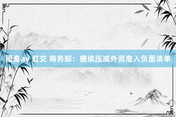 國產av 肛交 商务部：握续压减外资准入负面清单