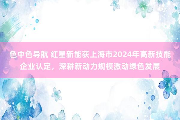 色中色导航 红星新能获上海市2024年高新技能企业认定，深耕新动力规模激动绿色发展