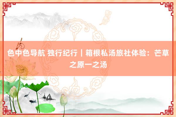 色中色导航 独行纪行｜箱根私汤旅社体验：芒草之原一之汤