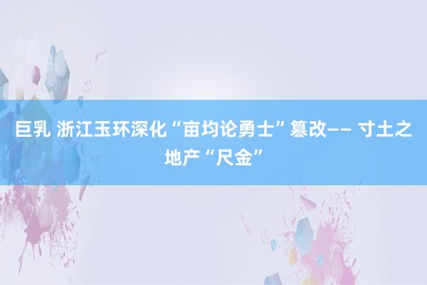 巨乳 浙江玉环深化“亩均论勇士”篡改—— 寸土之地产“尺金”