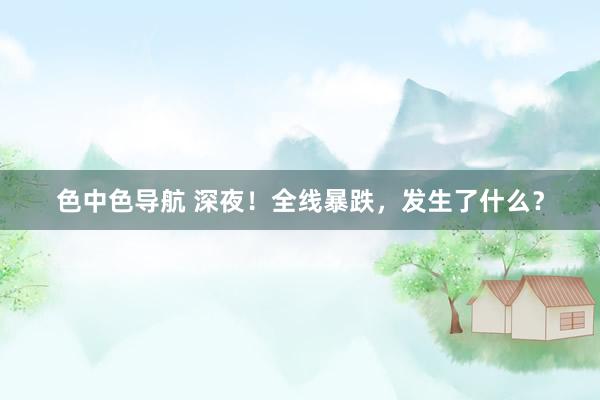 色中色导航 深夜！全线暴跌，发生了什么？