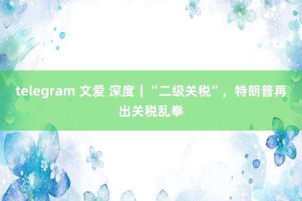 telegram 文爱 深度｜“二级关税”，特朗普再出关税乱拳