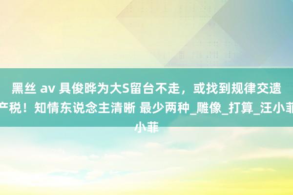 黑丝 av 具俊晔为大S留台不走，或找到规律交遗产税！知情东说念主清晰 最少两种_雕像_打算_汪小菲