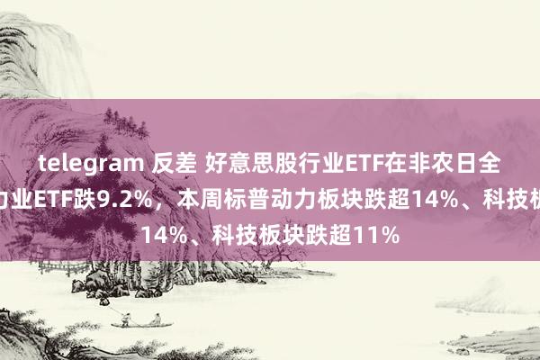 telegram 反差 好意思股行业ETF在非农日全线退步，动力业ETF跌9.2%，本周标普动力板块跌超14%、科技板块跌超11%
