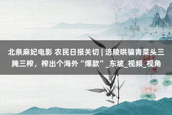 北条麻妃电影 农民日报关切 | 涪陵哄骗青菜头三腌三榨，榨出个海外“爆款”_东坡_视频_视角