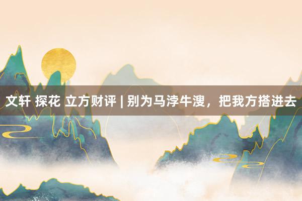 文轩 探花 立方财评 | 别为马浡牛溲，把我方搭进去