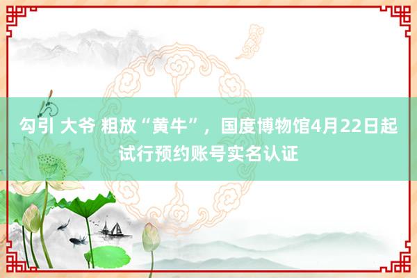 勾引 大爷 粗放“黄牛”，国度博物馆4月22日起试行预约账号实名认证