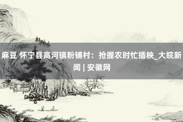 麻豆 怀宁县高河镇粉铺村：抢握农时忙插秧_大皖新闻 | 安徽网