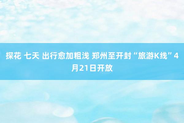 探花 七天 出行愈加粗浅 郑州至开封“旅游K线”4月21日开放