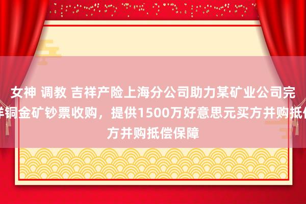 女神 调教 吉祥产险上海分公司助力某矿业公司完成外洋铜金矿钞票收购，提供1500万好意思元买方并购抵偿保障