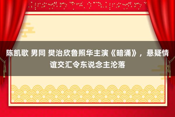 陈凯歌 男同 樊治欣鲁照华主演《暗涌》，悬疑情谊交汇令东说念主沦落