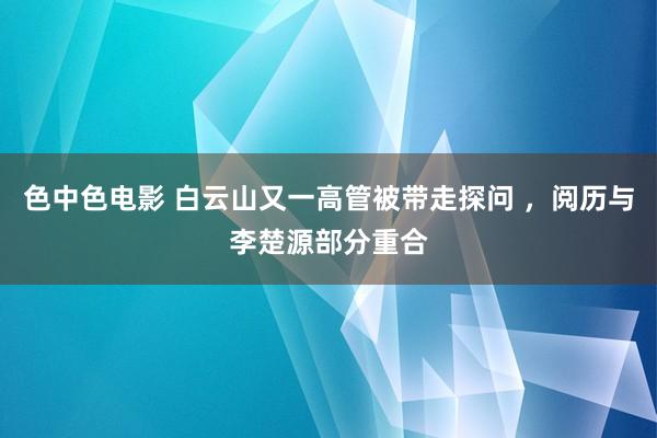色中色电影 白云山又一高管被带走探问 ，阅历与李楚源部分重合