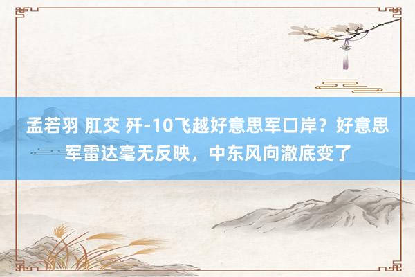 孟若羽 肛交 歼-10飞越好意思军口岸？好意思军雷达毫无反映，中东风向澈底变了