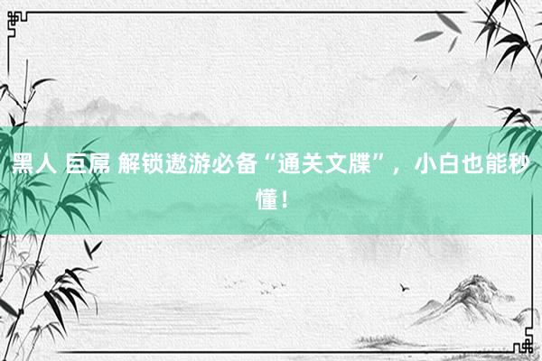 黑人 巨屌 解锁遨游必备“通关文牒”，小白也能秒懂！