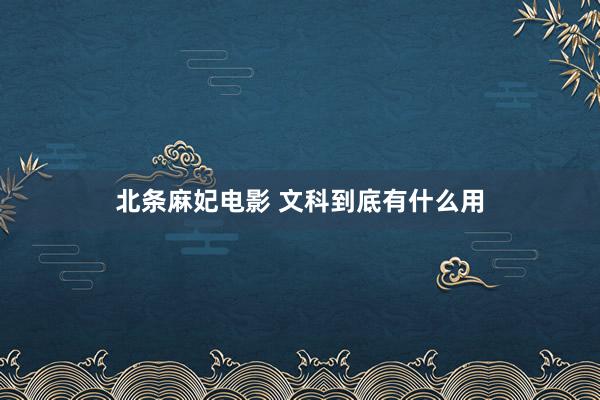 北条麻妃电影 文科到底有什么用