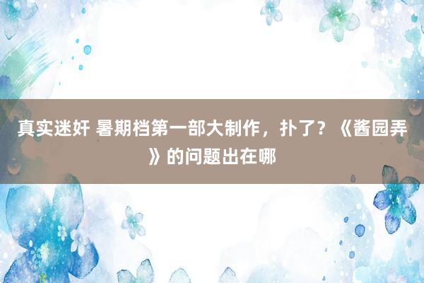 真实迷奸 暑期档第一部大制作，扑了？《酱园弄》的问题出在哪